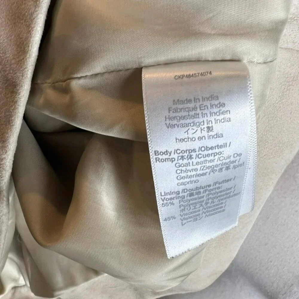 Madewell $498 Shrunken Zip-Front Jacket in Suede Light Sand Size 6 NO887 - Picture 8 of 11